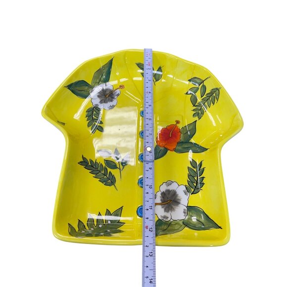 Ceramic Hawaiian Shirt Shaped Serving Dish With Floral Design 12.5"x12" SKU 9316 - Picture 2 of 9